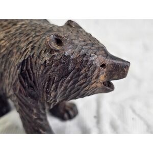 VINTAGE‎ BLACK FOREST CARVED WOOD BEAR 1920'S Linden Wood